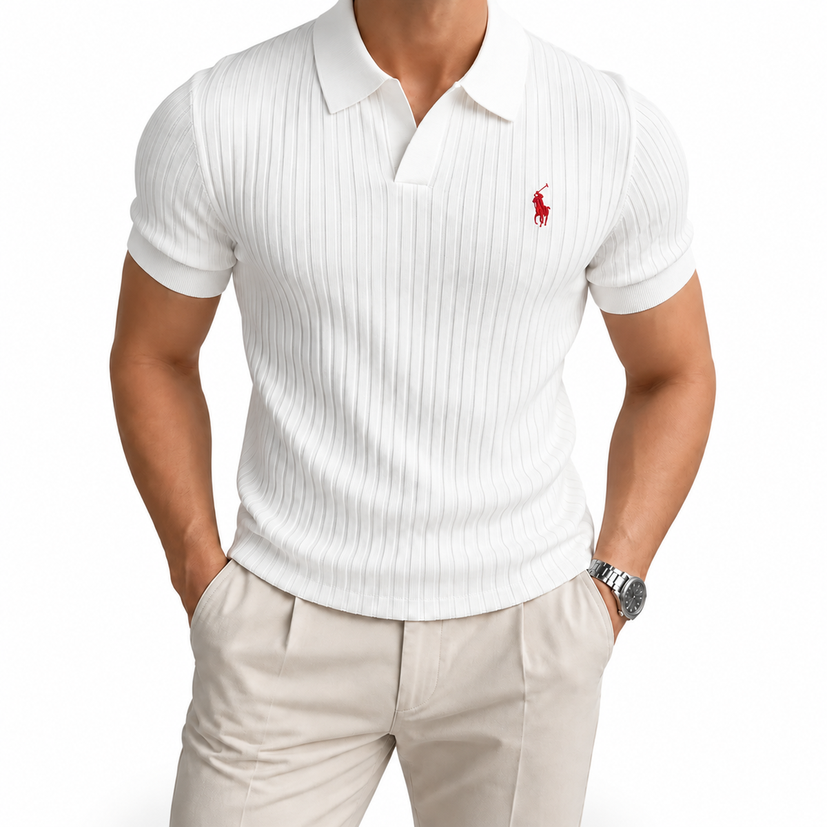 Walkora Ribbed Knit Polo